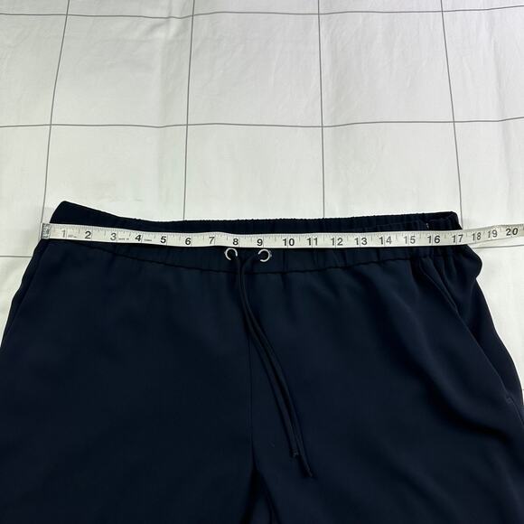 Akris Punto Pants Womens 12 Navy Blue Mike Split Hem Crepe Drawstring Minimalist - Picture 9 of 14